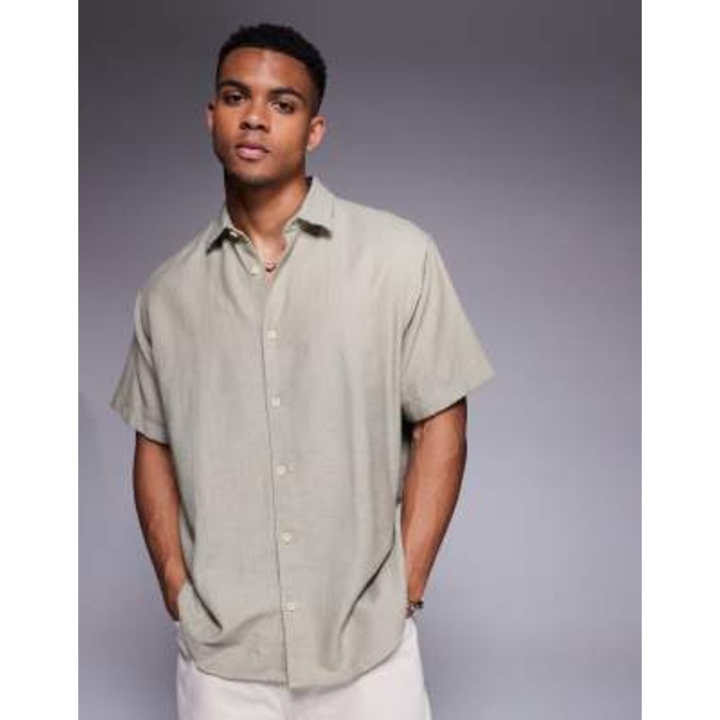 ADPT oversized short sleeve shirt in cream