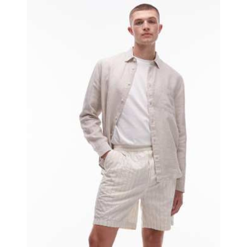 ARKET textured cotton textured pull-on shorts in white