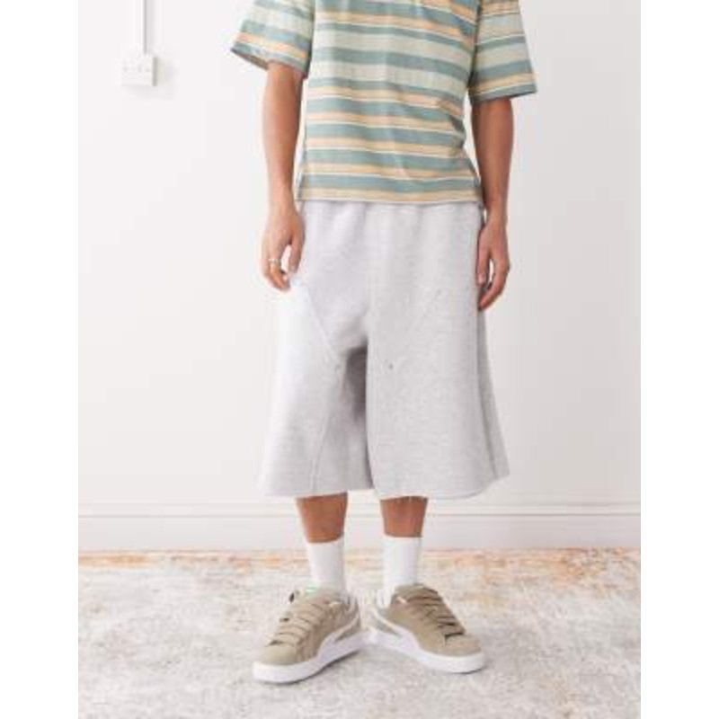 COLLUSION skater jersey shorts in heather gray with knee detail