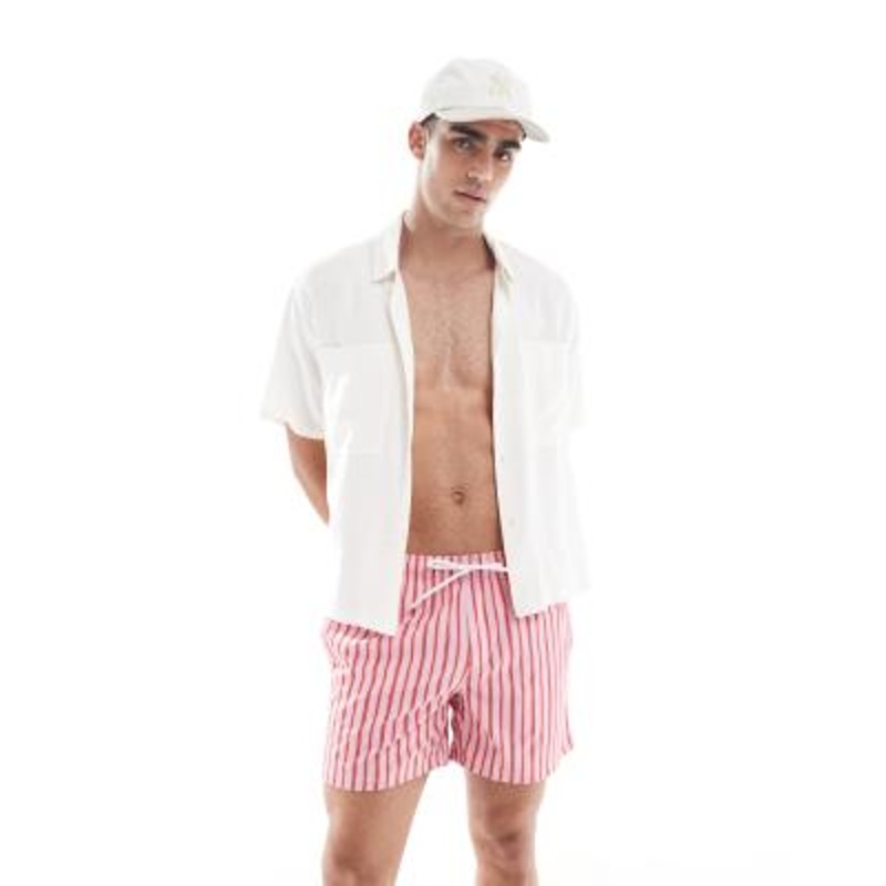 Cotton On swim shorts in pink retro print