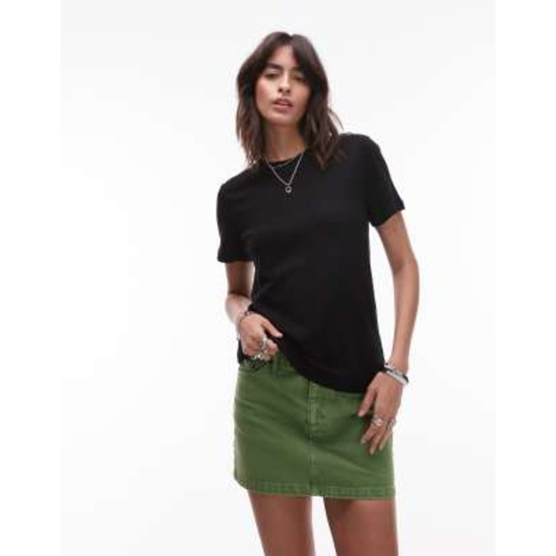 & Other Stories linen blend relaxed short sleeve t-shirt in black