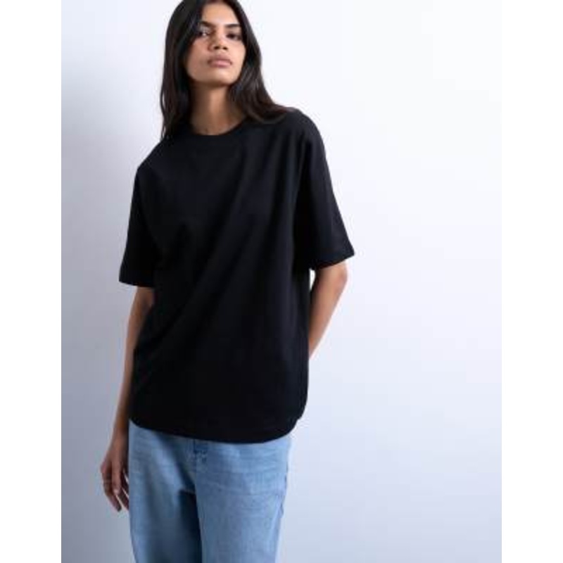 Topshop premium basic short sleeve tee in black