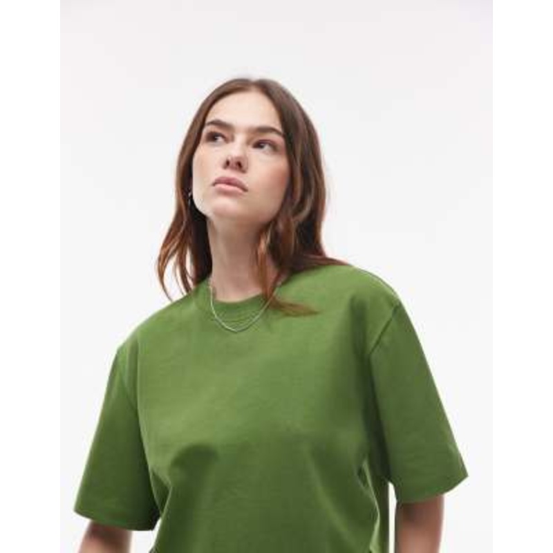 Topshop premium basic short sleeve tee in olive green