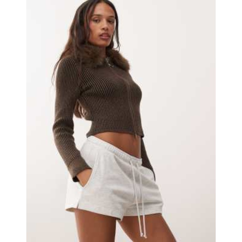 Weekday terrycloth sweat shorts in gray melange