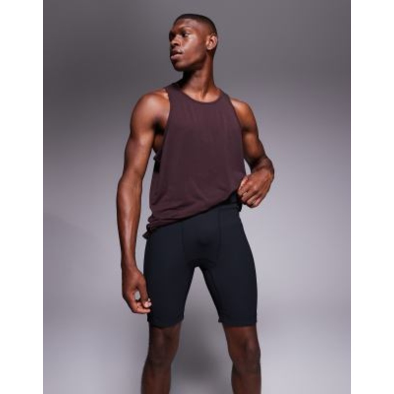 4505 running base layer ribbed legging shorts with phone pocket in black