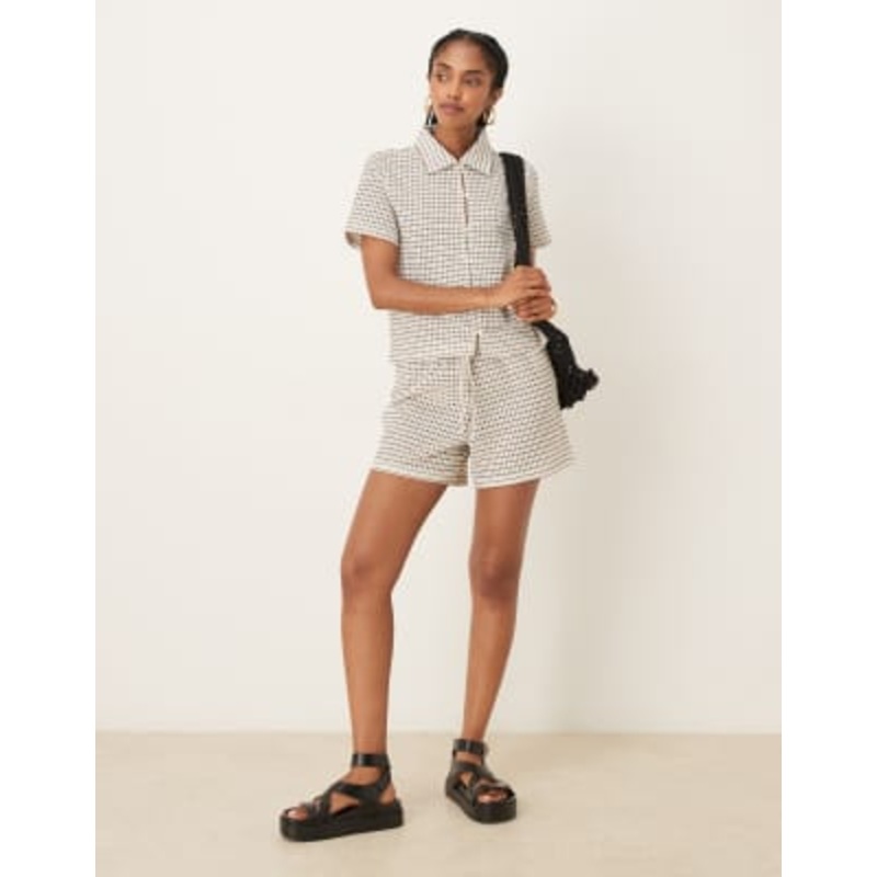 AWARE knit shirt and shorts set in monochrome