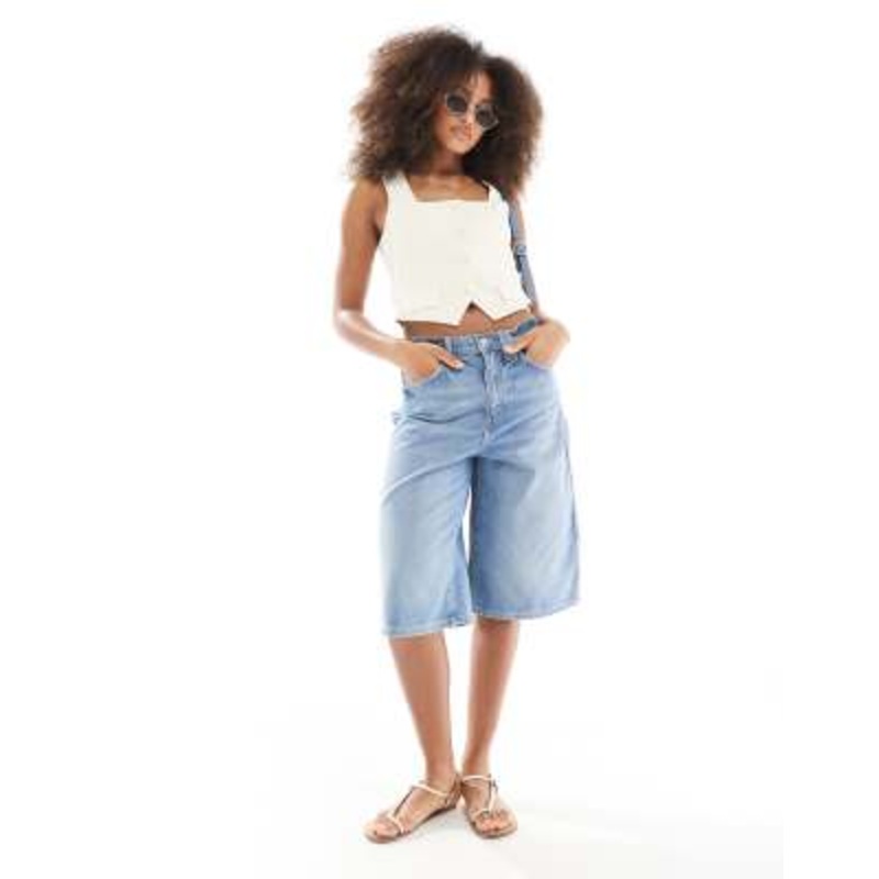 Cotton On 90s long denim shorts in blue haze