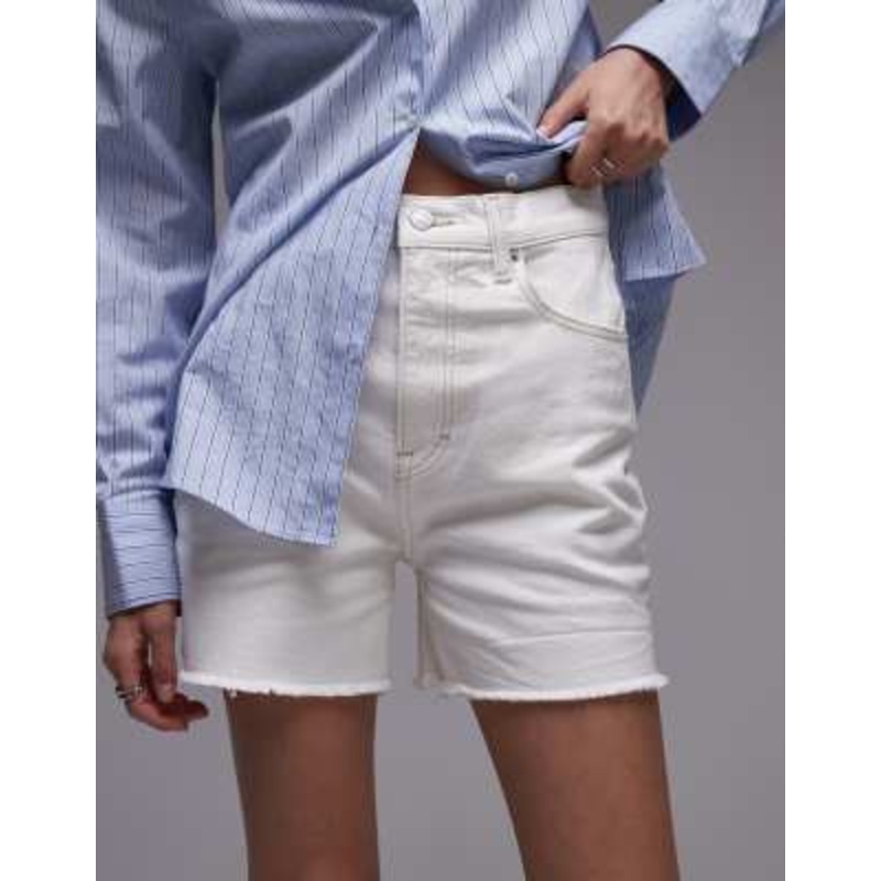 Tommy Jeans mom denim shorts with raw edge in white wash