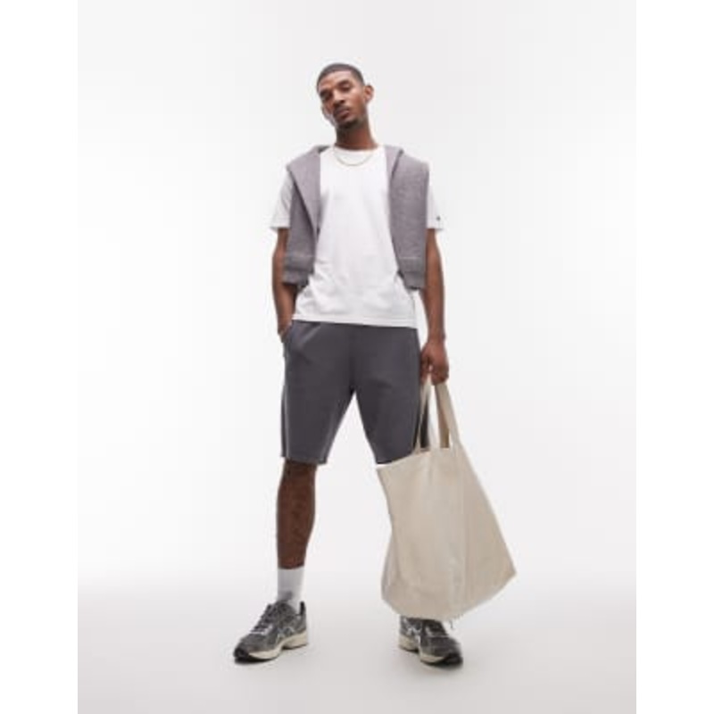 Topman long shorts with textured panel in washed gray