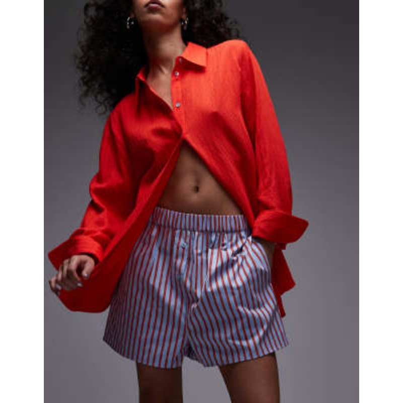 Topshop boxer shorts in blue stripes