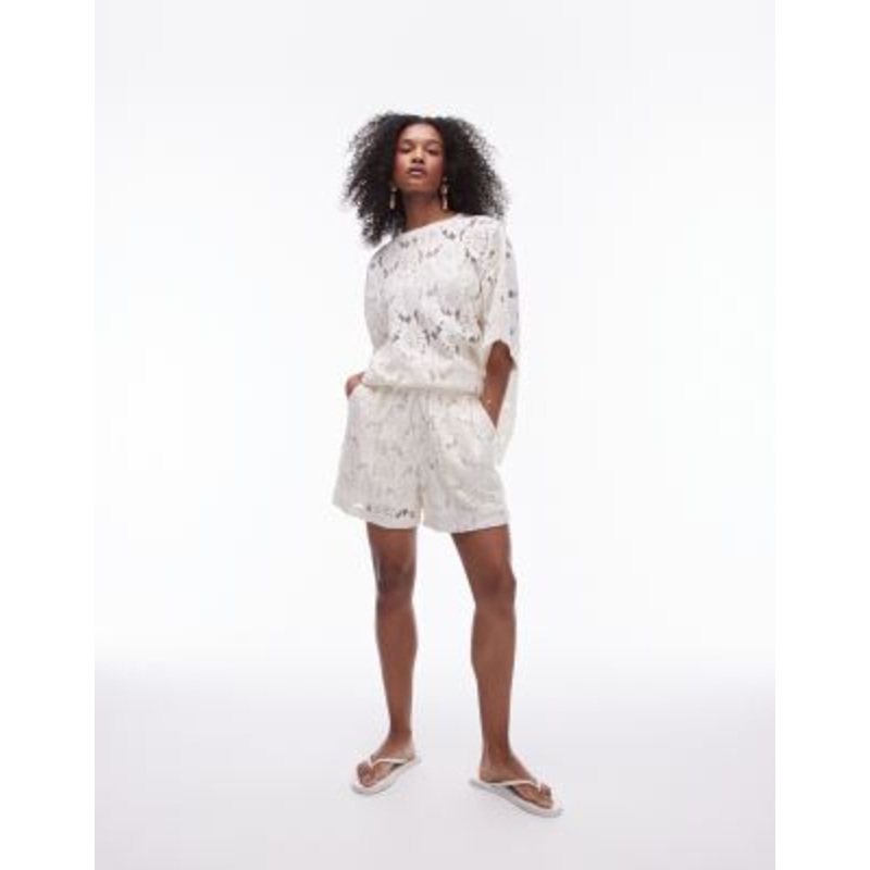 Topshop lace shorts in ecru – part of a set