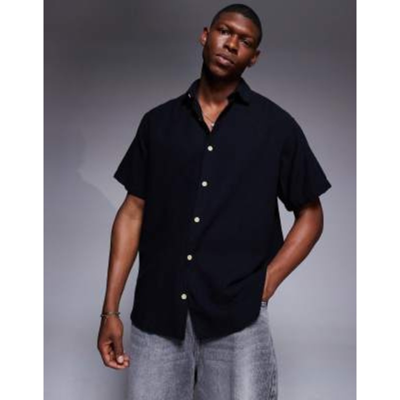 ADPT oversized short sleeve shirt in black