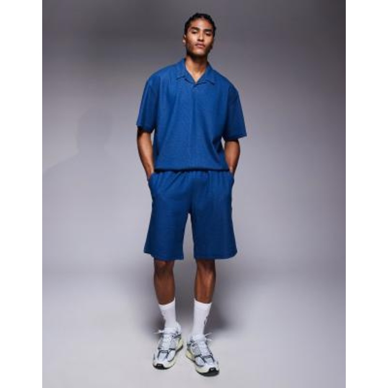 ADPT texture shorts in denim blue