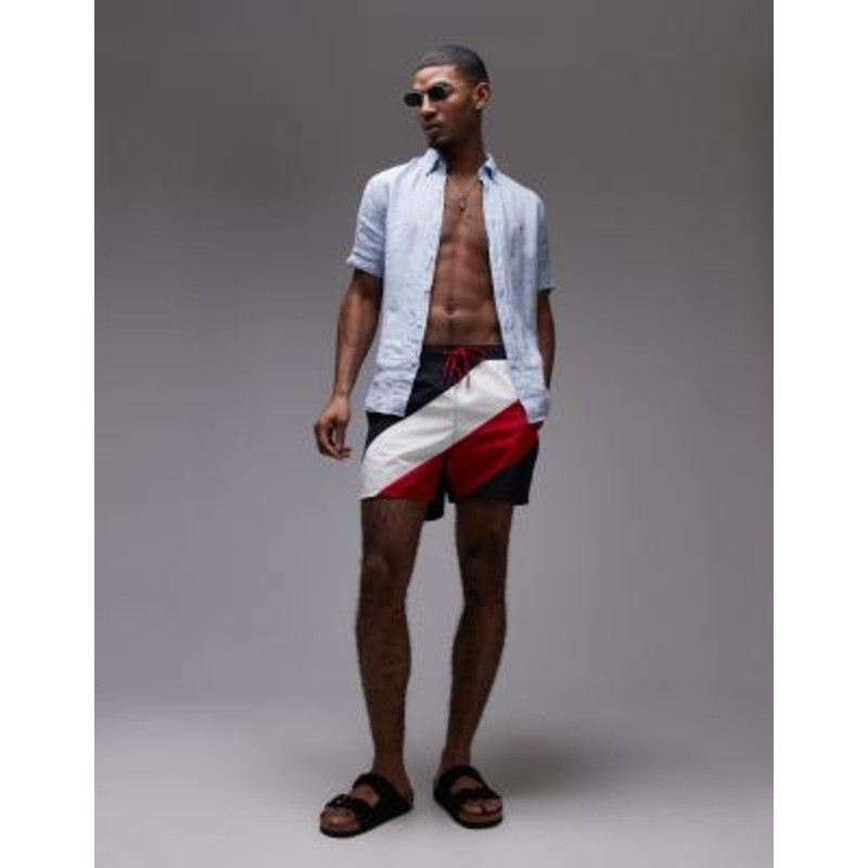 Tommy Hilfiger drawstring swim shorts in diagonal stripe