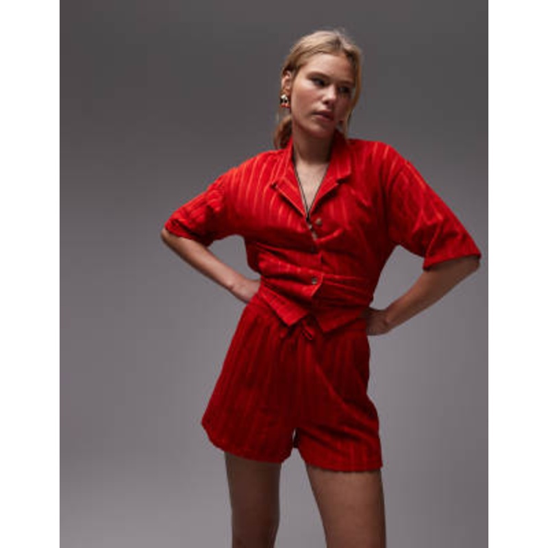 Topshop terrycloth shorts in red – part of a set