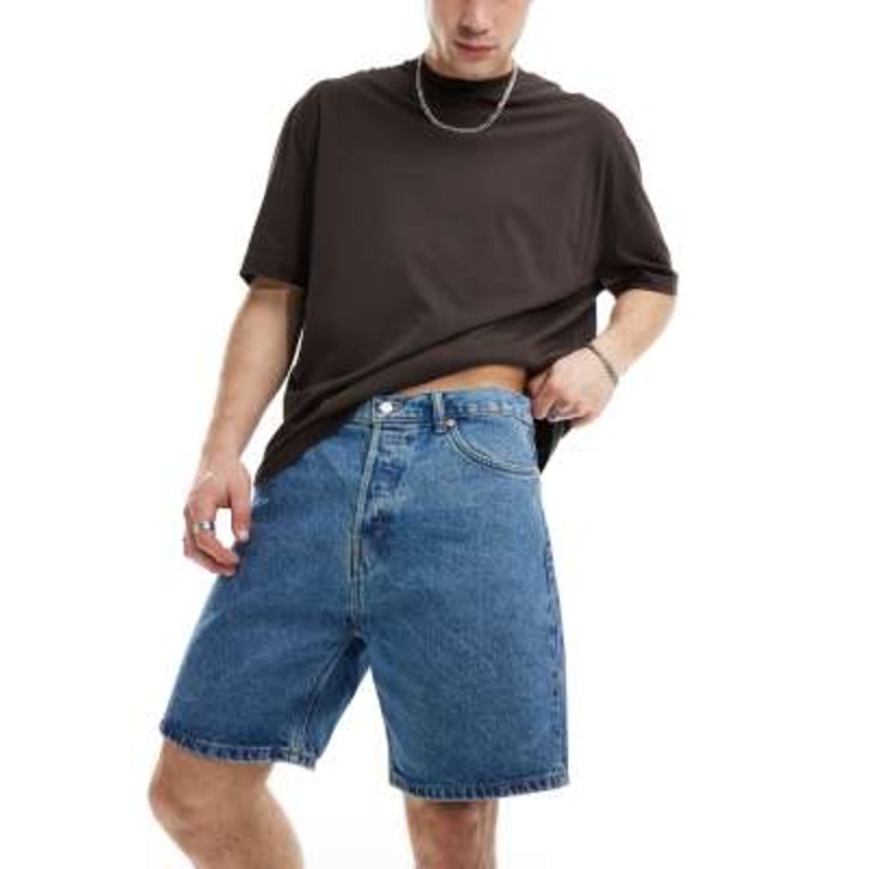Weekday Space relaxed fit denim shorts in 90s blue