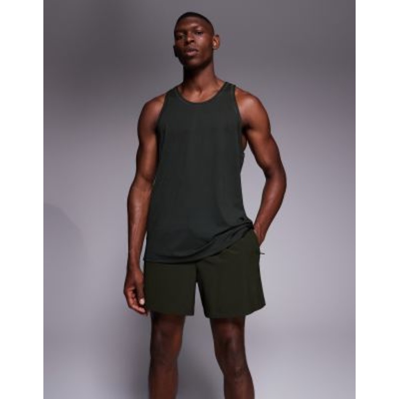 4505 Icon 5 inch quick dry training shorts with zip pockets in khaki green