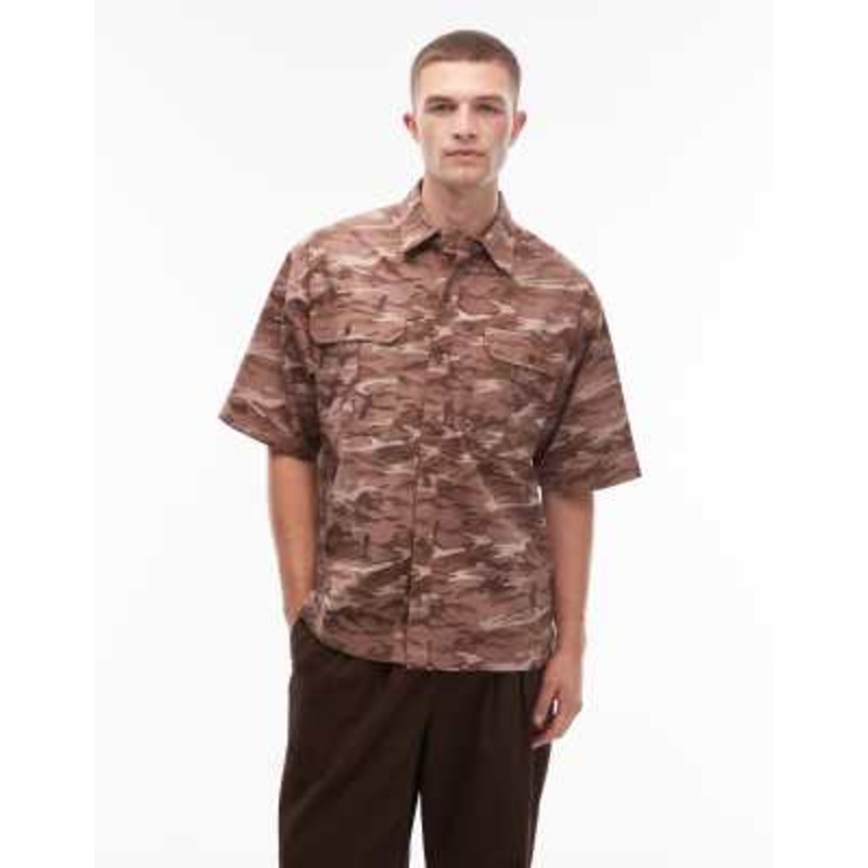 COLLUSION oversized short sleeve shirt in camo print