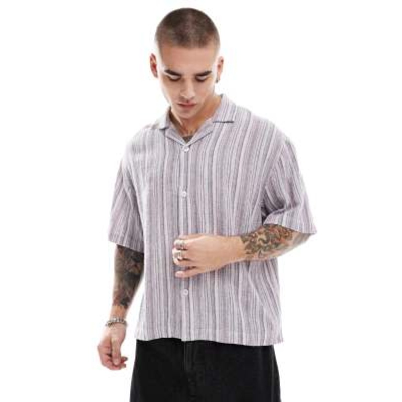 Cotton On short sleeve shirt in pink multi stripe