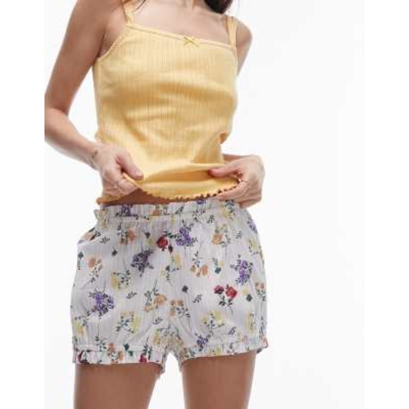 Topshop floral bloomer short in white