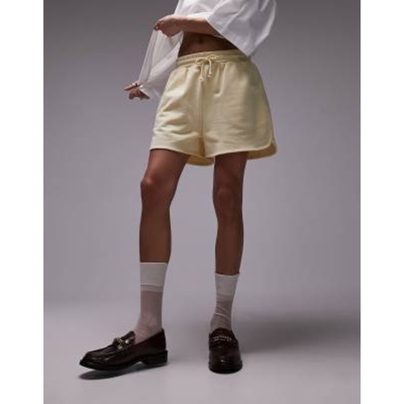 Topshop sweat shorts in lemon