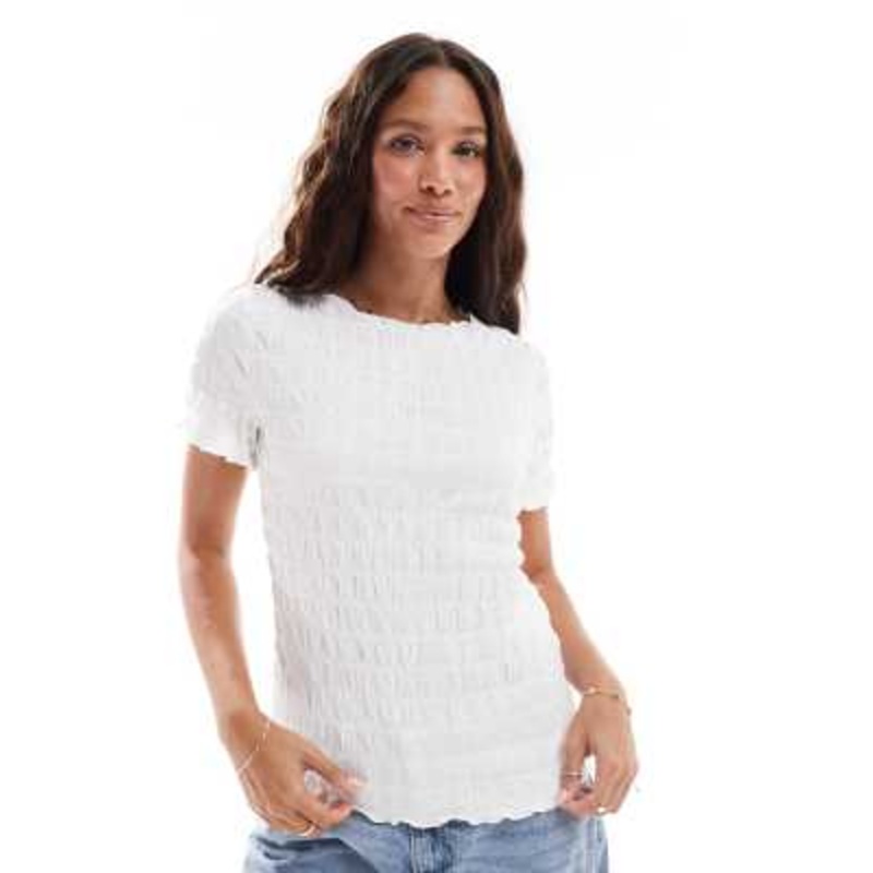 Vero Moda textured short sleeve t-shirt in white