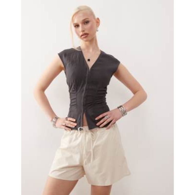 Weekday elasticized waist shorts in beige