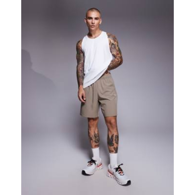 4505 Icon 7-inch quick dry training shorts with zip pockets in stone gray