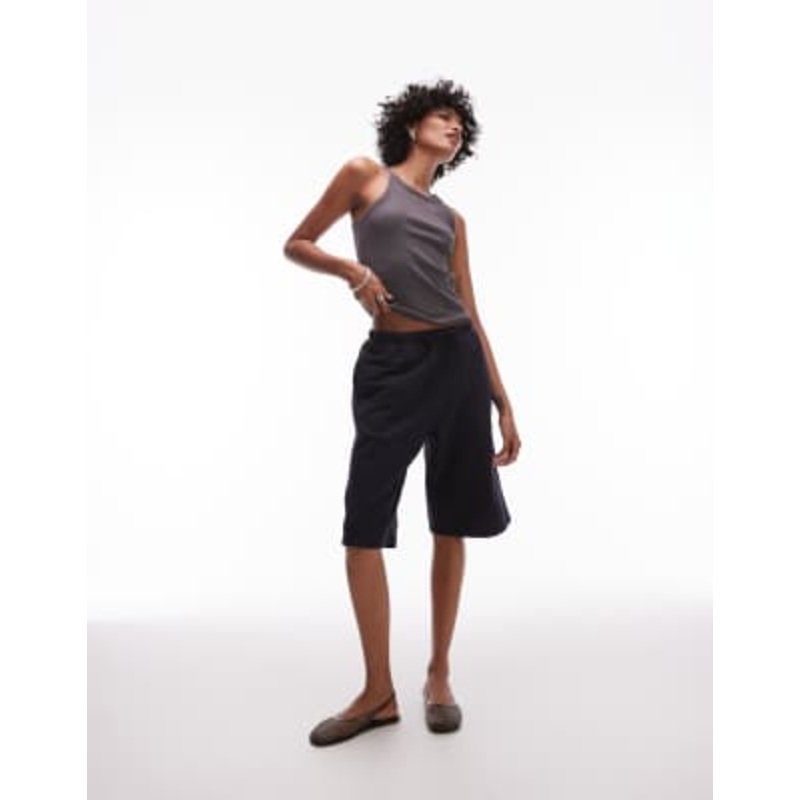 ARKET drawstring jersey bermuda shorts in dark blue