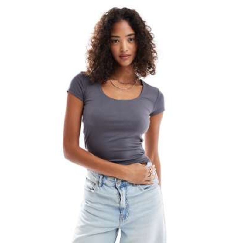 Cotton On Byron square neck short sleeve top in burnt ember