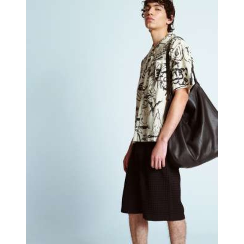 Topman textured grid plaid shorts in black – part of a set