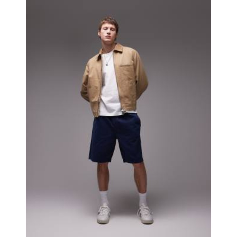 Topman washed cotton chino shorts in navy