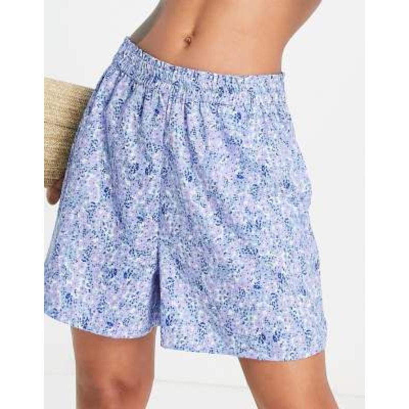 Vero Moda high waist shorts in blue floral