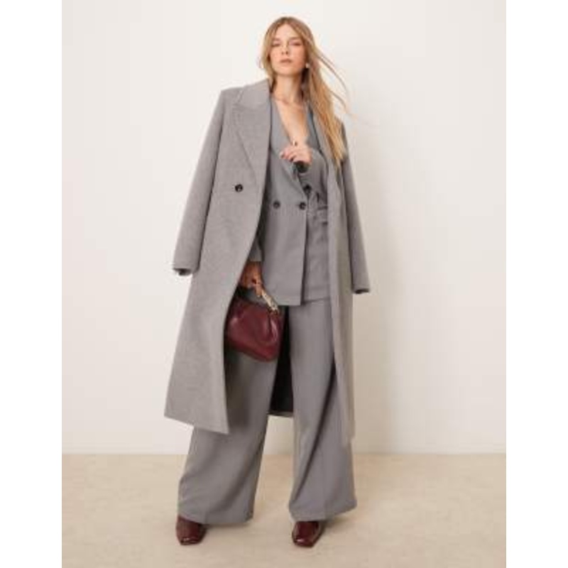 VILA oversized tailored blazer super wide pants set in ultimate gray