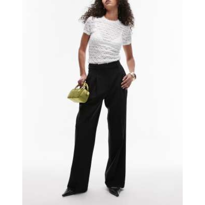 & Other Stories stretch wool blend tailored pants in black