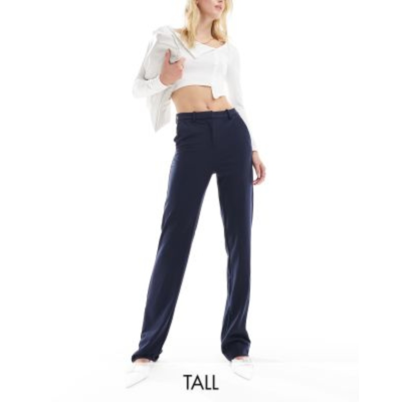 Vero Moda Tall straight leg jersey pants with belt loops in navy