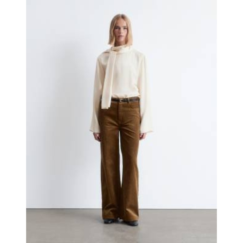 & Other Stories cord wide leg pants with 5-pocket detail in mocha brown