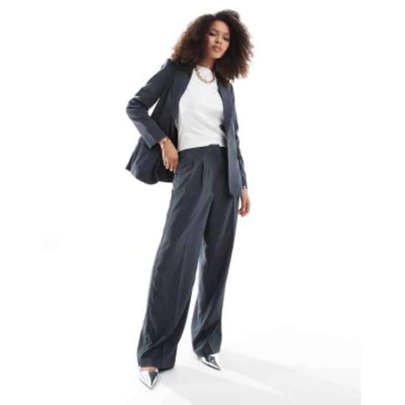 Vero Moda Rita tailored wide leg dad pants in asphalt gray – part of a set