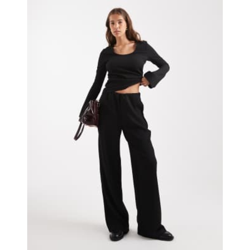 Vero Moda textured jersey pull on pants in black – part of a set
