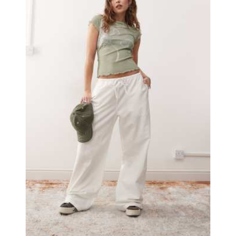 Weekday Vitani linen cotton blend pants in off-white