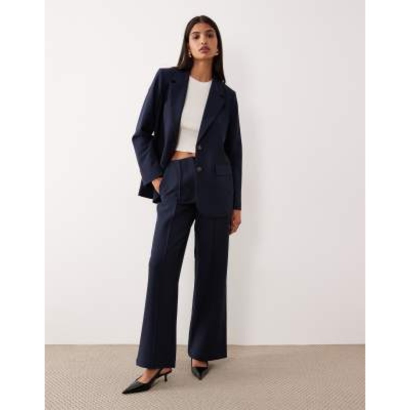 YAS high waist wide leg pants in navy – part of a set