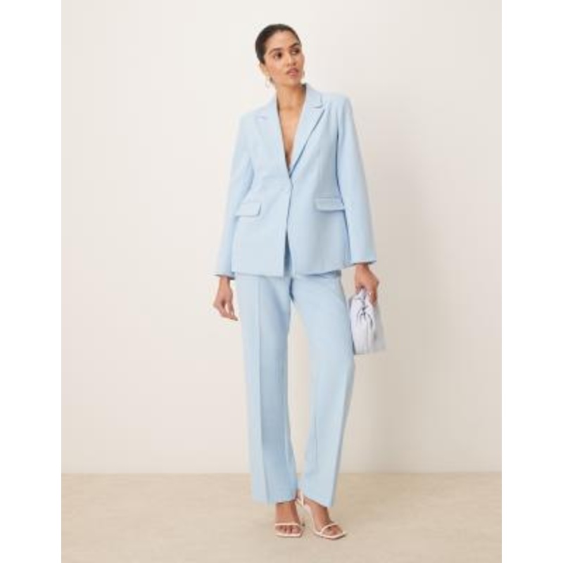 YAS oversized tailored blazer and pants set in sky blue