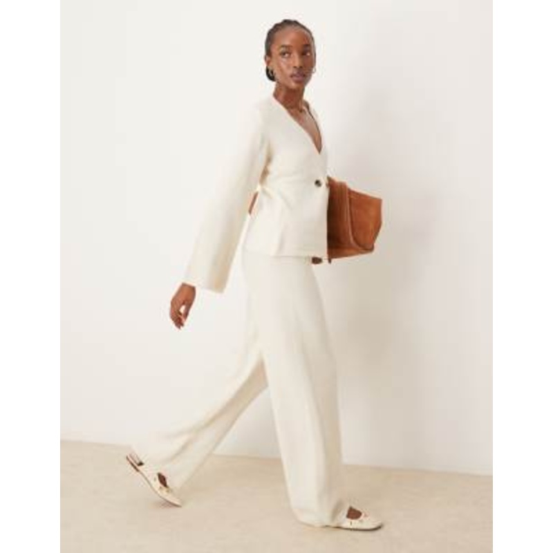 YAS wide leg knit pants in birch – part of a set