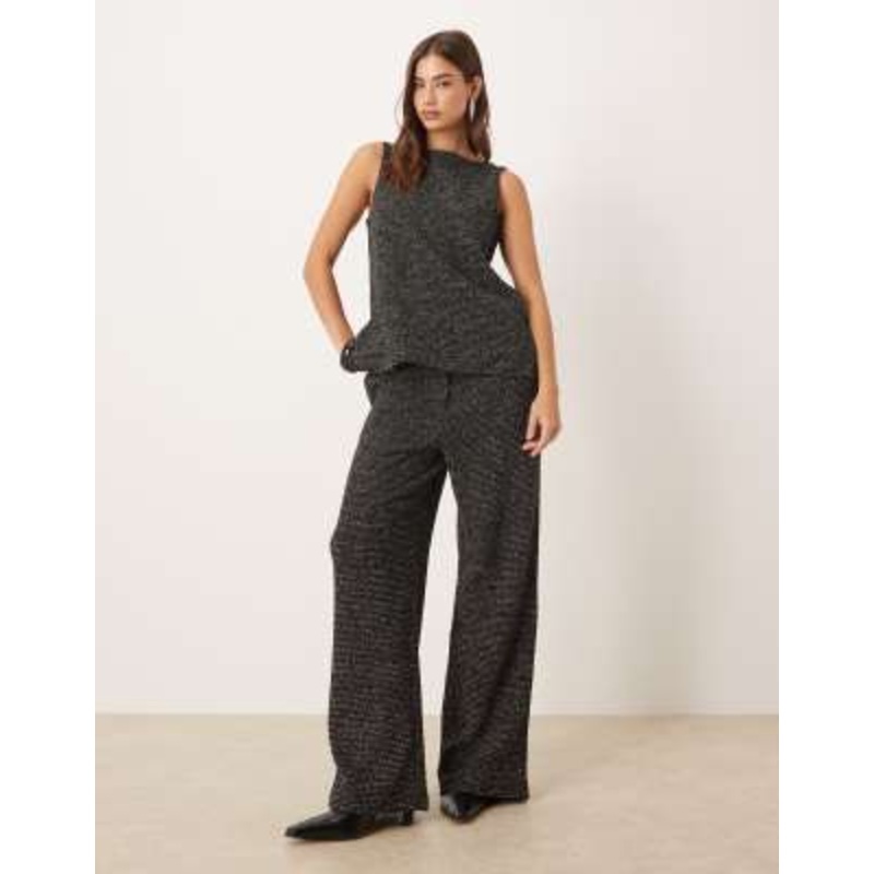VILA wide leg textured glitter pants in black – part of a set