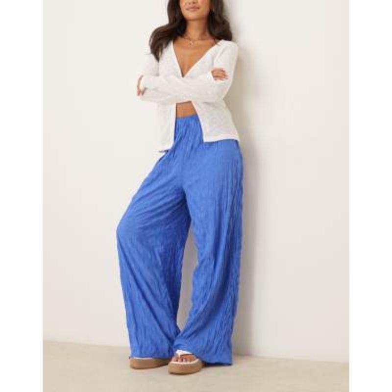 VRG GRL Raya pleated wide leg pants in cobalt blue