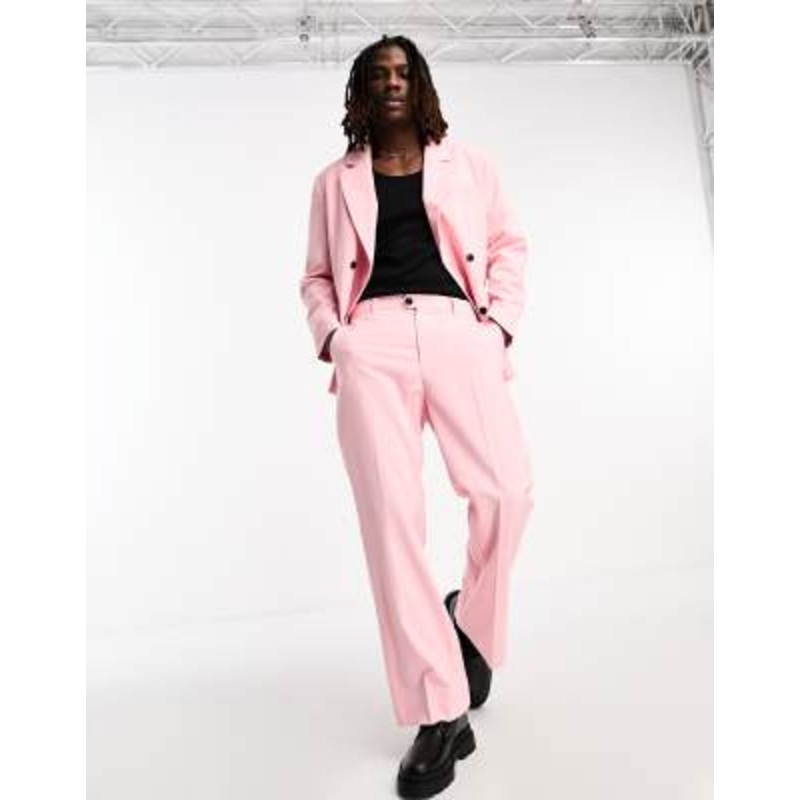 Weekday Franklin flared pants in powder pink exclusive to  – part of a set