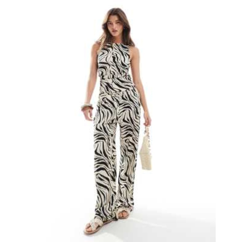 Vero Moda tank top and pants set in abstract zebra print