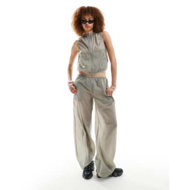 Weekday Coraline wide leg nylon sweatpants in gray – part of a set