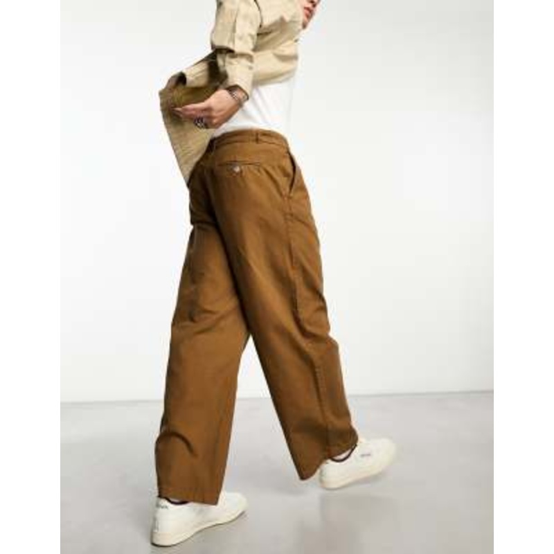 Weekday Nikolas loose fit pants in washed brown