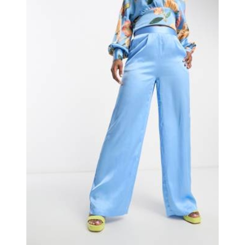 Vero Moda satin wide leg pants in blue – part of a set